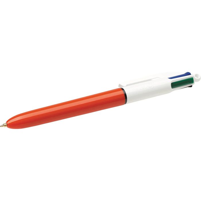 Bic 4 Colours Original Fine Boligrafo de Bola Retractil - Punta de 0.8mm - Trazo de 0.36mm - Tinta con Base de Aceite - Cuerpo Natanja/Blanco - 4 Colores