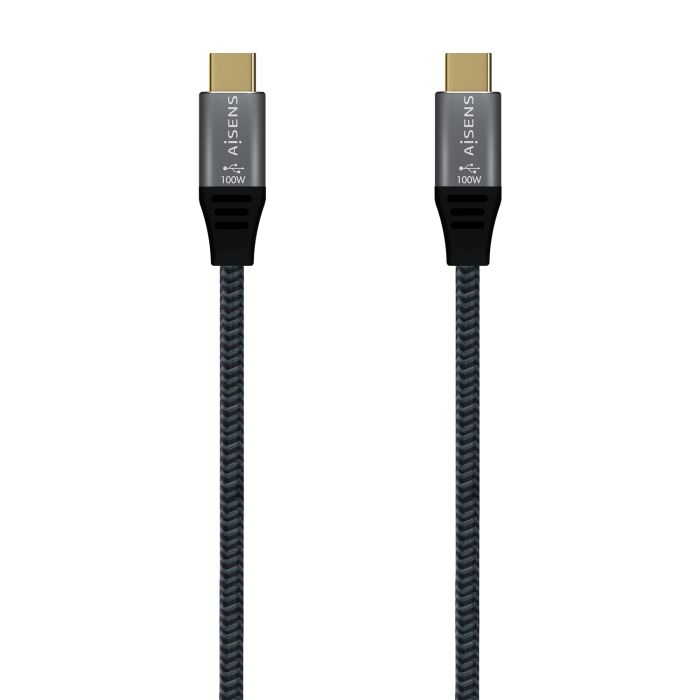 Aisens Cable USB 2.0 Aluminio 5A 100W E-MARK - USB-C/M-USB-C/M - 1.0M - Color Gris
