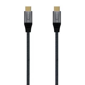 Aisens Cable USB 3.2 Gen2x2 Aluminio 20Gbps 8K@30Hz 5A 100W E-Mark, Tipo USB-C/M-USB-C/M - 0.6m - Color Gris