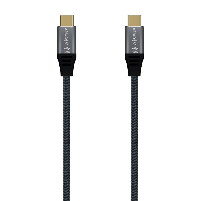 Aisens Cable USB 3.2 Gen2x2 Aluminio 20Gbps 8K@30Hz 5A 100W E-Mark, Tipo USB-C/M-USB-C/M - 0.6m - Color Gris