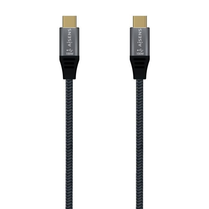 Aisens Cable USB 3.2 Gen2x2 Aluminio 20Gbps 8K@30Hz 5A 100W E-Mark, Tipo USB-C/M-USB-C/M - 1.5m - Color Gris