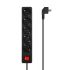 Aisens Base Multiple 5 Tomas con Interruptor con Cable 3×1.5mm2 - 1.4m - Color Negro