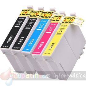 Epson T1295 Pack de 5 Cartuchos de Tinta Genéricos: T1291+T1292+T1293+T1294