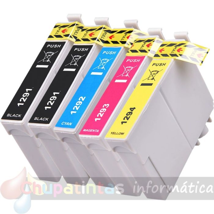 Epson T1295 Pack de 5 Cartuchos de Tinta Genéricos: T1291+T1292+T1293+T1294