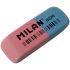 Milan 8020 Goma de Borrar Biselada - Doble Uso - Flexible - Miga de Pan - Caucho - Color Rosa/Azul