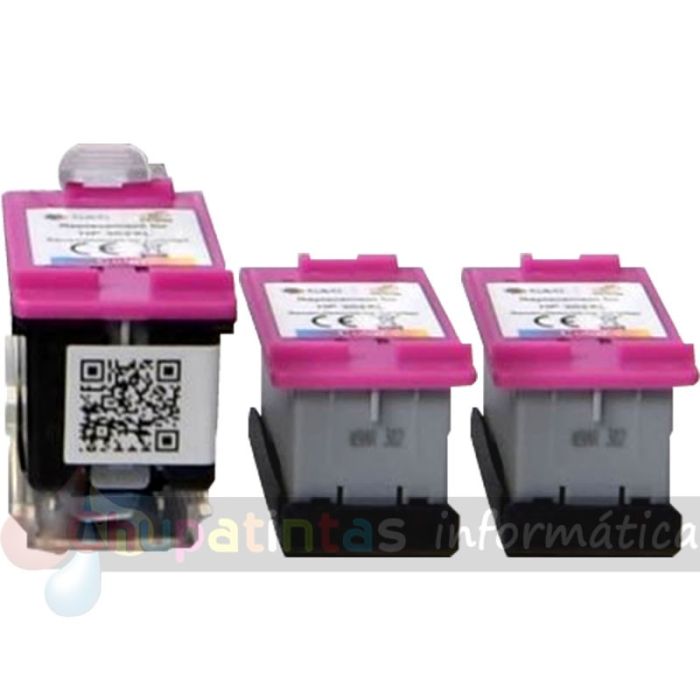 G&G HP 302XL Color Pack de 3 Cartuchos de Tinta Remanufacturados - Eco Saver - Muestra Nivel de Tinta - Reemplaza F6U67AE/F6U65
