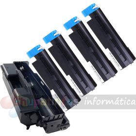 OKI B411/B431 PACK AHORRO 4 TÓNER + TAMBOR COMPATIBLE NEGRO 44574702/44574302