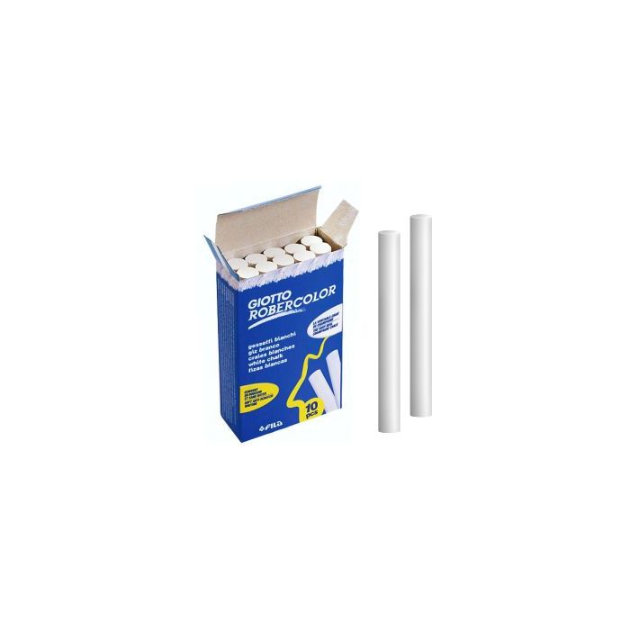 Giotto Robercolor Pack de 10 Tizas Redondas Blancas - Testadas Dermatologicamente - Compactas y Duraderas