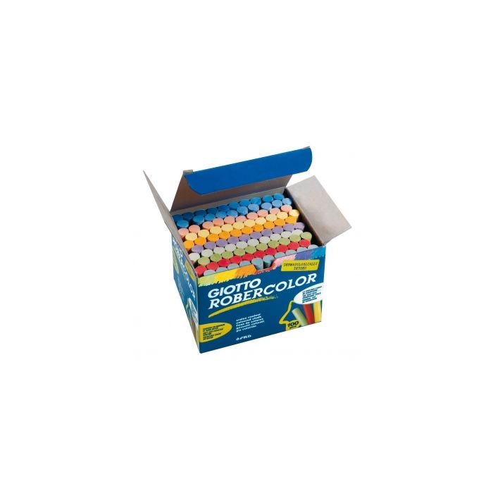 Giotto Robercolor Pack de 100 Tizas Redondas de Colores - Testadas Dermatologicamente - Compactas y Duraderas - Colores Surtidos