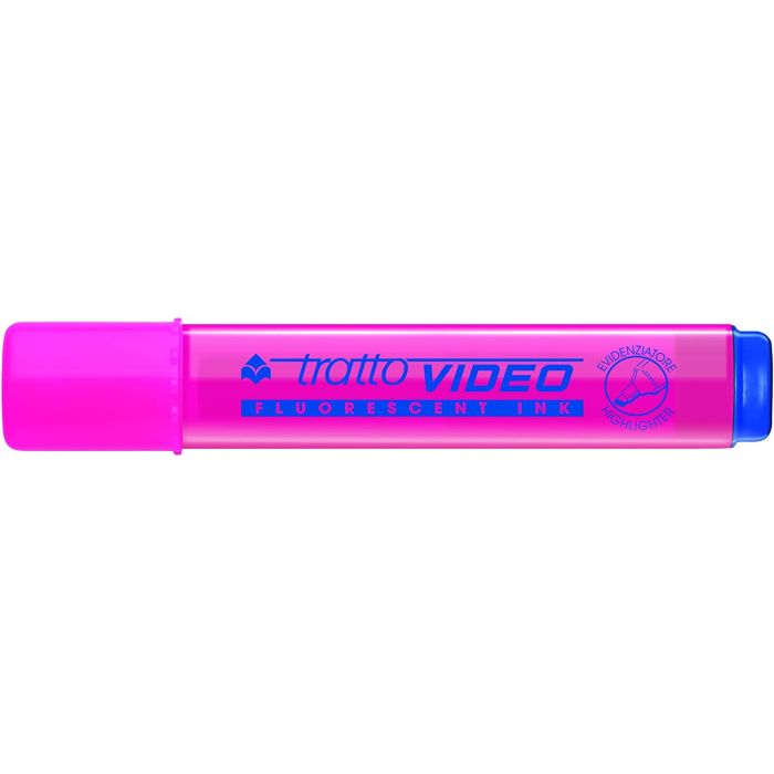 Tratto Video Marcador Fluorescente - Punta Biselada - Tinta Base de Agua - Secado Rapido - Color Rosa Fluorescente