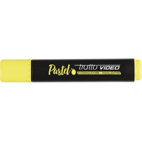 Tratto Video Pastel Marcador Fluorescente - Punta Biselada - Tinta al Agua - Secado Rapido - Color Amarillo Limon