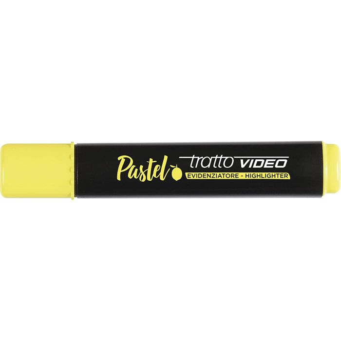 Tratto Video Pastel Marcador Fluorescente - Punta Biselada - Tinta al Agua - Secado Rapido - Color Amarillo Limon
