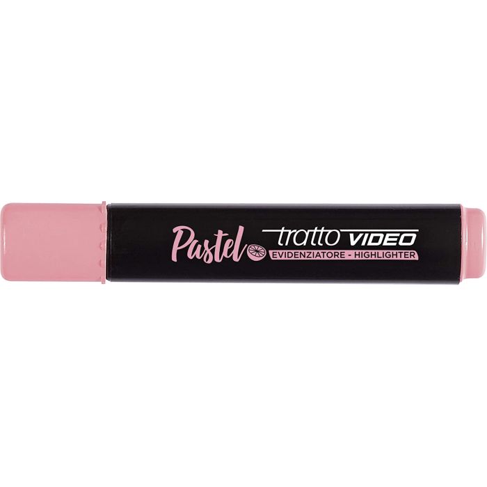 Tratto Video Pastel Marcador Fluorescente - Punta Biselada - Tinta al Agua - Secado Rapido - Color Rosa Pomelo
