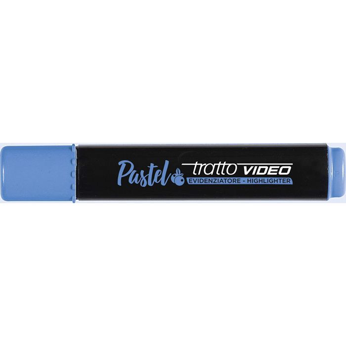 Tratto Video Pastel Marcador Fluorescente - Punta Biselada - Tinta al Agua - Secado Rapido - Color Azul Arandano