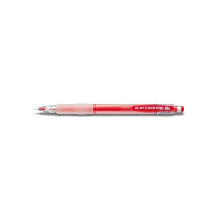 Pilot Portaminas Color Eno H-197 - Trazo 0.7mm - Grip de Goma - Goma de Borrar - Mina Color Rojo