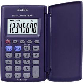 Casio HL820VER Calculadora con Tapa - Funcion Conversor de Euros - Pantalla LCD de 8 Digitos - Color Azul