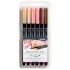 Lyra Aqua Brush Duo Pack 6 Rotuladores de Doble Punta - Trazos 1-5 y 1mm - Tinta Base de Agua - Colores Tonos de Piel