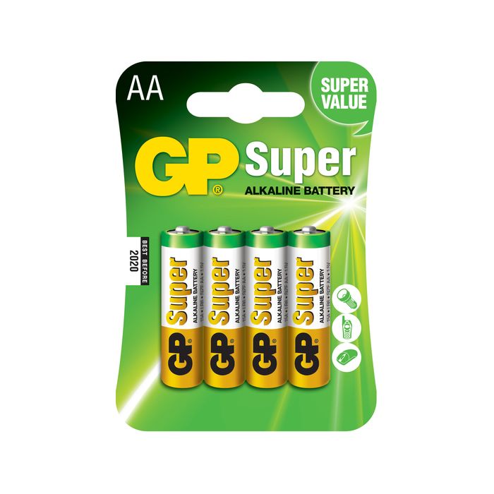 GP Pack de 4 Pilas Super Alcalinas LR06 AA 1.5V
