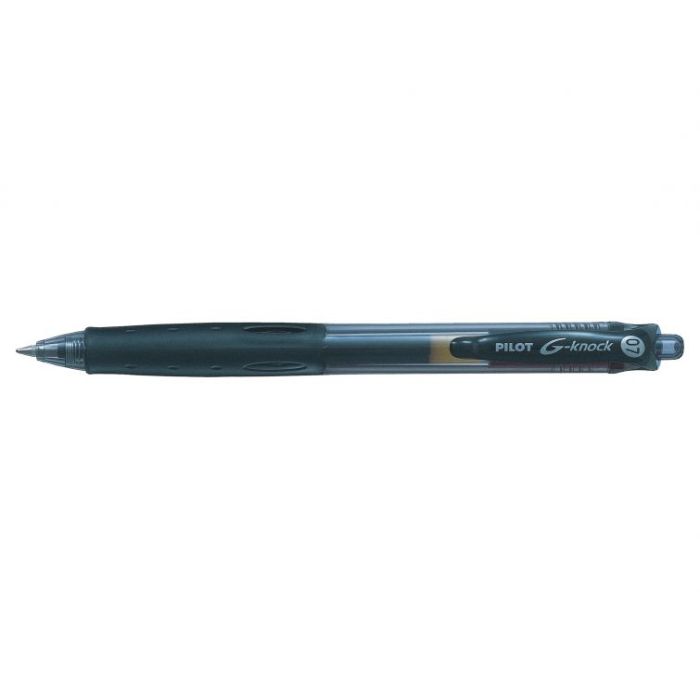 Pilot Boligrafo de Gel G-Knock - Recargable - Fabricado con Plastico Reciclado - Punta de Bola 0.7mm - Trazo 0.32mm - Color Negro