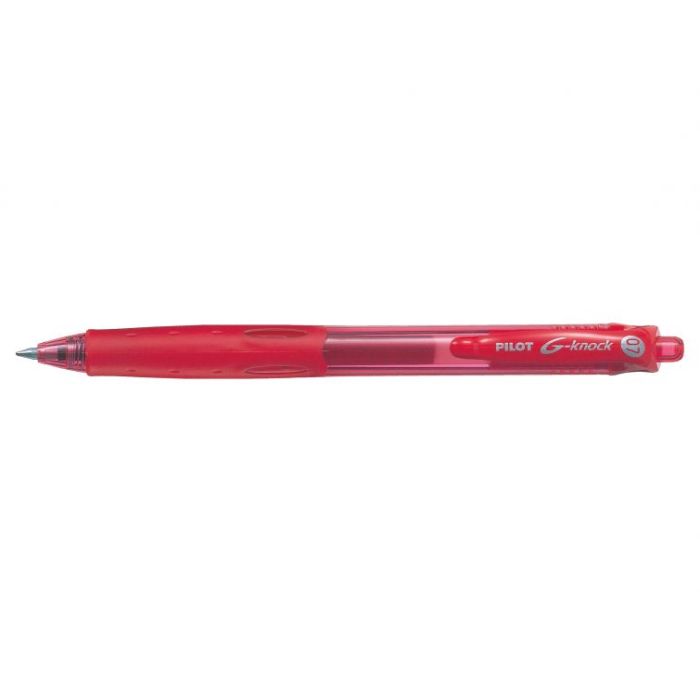 Pilot Boligrafo de Gel G-Knock - Recargable - Fabricado con Plastico Reciclado - Punta de Bola 0.7mm - Trazo 0.32mm - Color Rojo