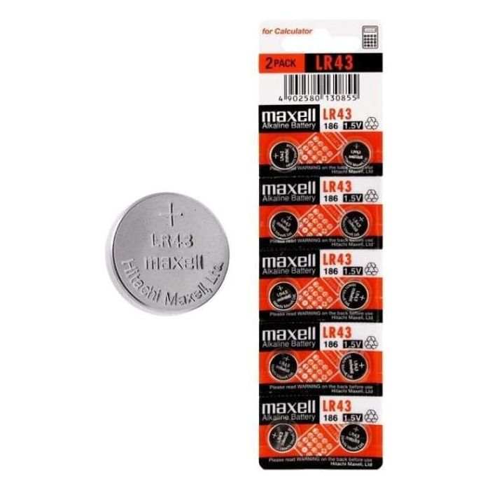 Maxell Pack de 10 Pilas Alcalinas de Boton LR43 1.5V