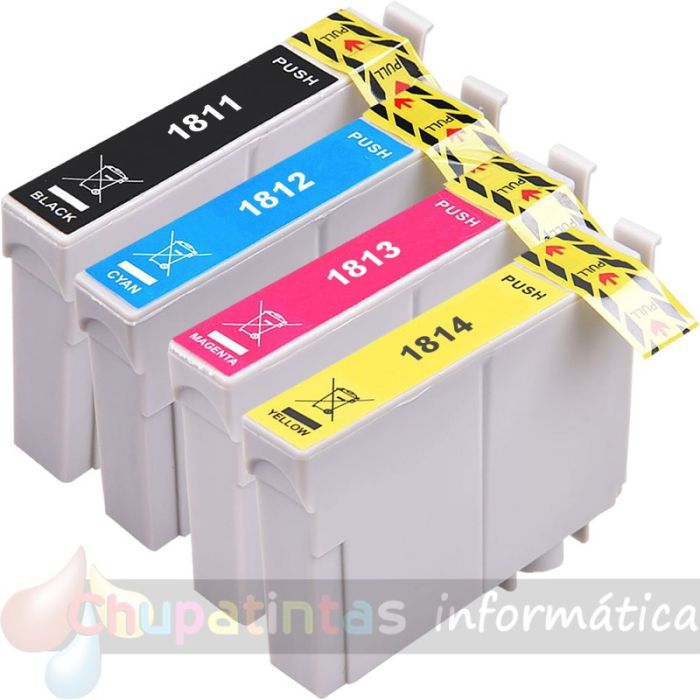 Epson T1816 (18XL) Pack de 4 Cartuchos de Tinta Genéricos: T1811+T1812+T1813+T1814-1