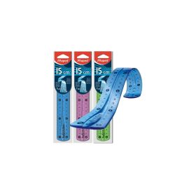Maped Twist´n Flex Regla de 15 cm. Flexible - Irrompible - Doble Graduacion - Blister de 1 uds. - Colores Surtidos: Azul, Rosa y Verde
