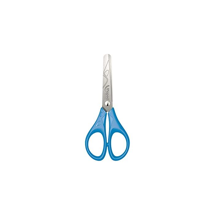 Maped Essentials Tijera Escolar Punta Redonda Acero Inoxidable - Mango de Plastico Simetrico - 13 cm. - Colores Surtidos - Caja Expositora de 24 ud.