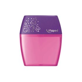 Maped Shaker Sacapuntas con Deposito de Gran Capacidad - 2 Agujeros - Forma Ergonomica - Colores Surtidos - Caja Expositora de 20 uds.