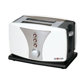 Muvip Top Design Tostadora de Pan 800W - Capacidad para 2 Rebanadas - 6 Niveles de Tostado - Funcion Calentar, Descongelacion y Recalentar - Parada Automatica y Manual