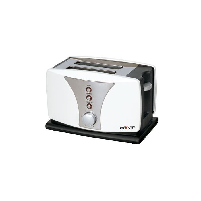 Muvip Top Design Tostadora de Pan 800W - Capacidad para 2 Rebanadas - 6 Niveles de Tostado - Funcion Calentar, Descongelacion y Recalentar - Parada Automatica y Manual