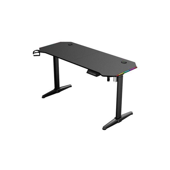 Muvip Mesa Gaming PRO1600 XL Motorizada Fibra Carbono - Luz RGB Sound
