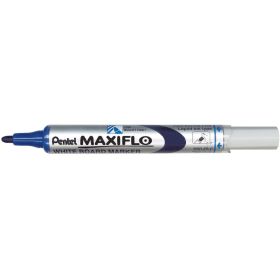 Pentel Maxiflo Rotulador para Pizarra Blanca - Regulacion del Flujo de Tinta - Punta de Bala - Ancho de Linea 2mm - 50% de Materiales Reciclados - Color Azul