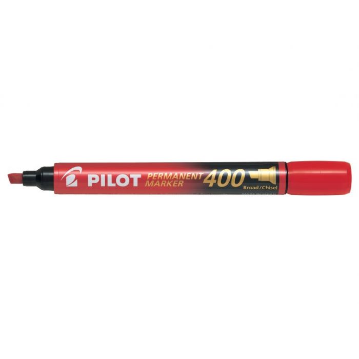 Pilot Rotulador Permanente 400 - Punta Biselada 4,5mm - Trazo 4mm - Color Rojo