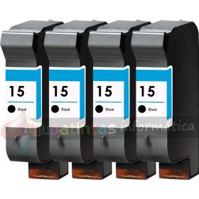 HP 45/15 Negro Pack de 4 Cartuchos de Tinta Pigmentada Genéricos