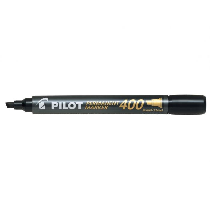 Pilot Rotulador Permanente 400 - Punta Biselada 4,5mm - Trazo 4mm - Color Negro