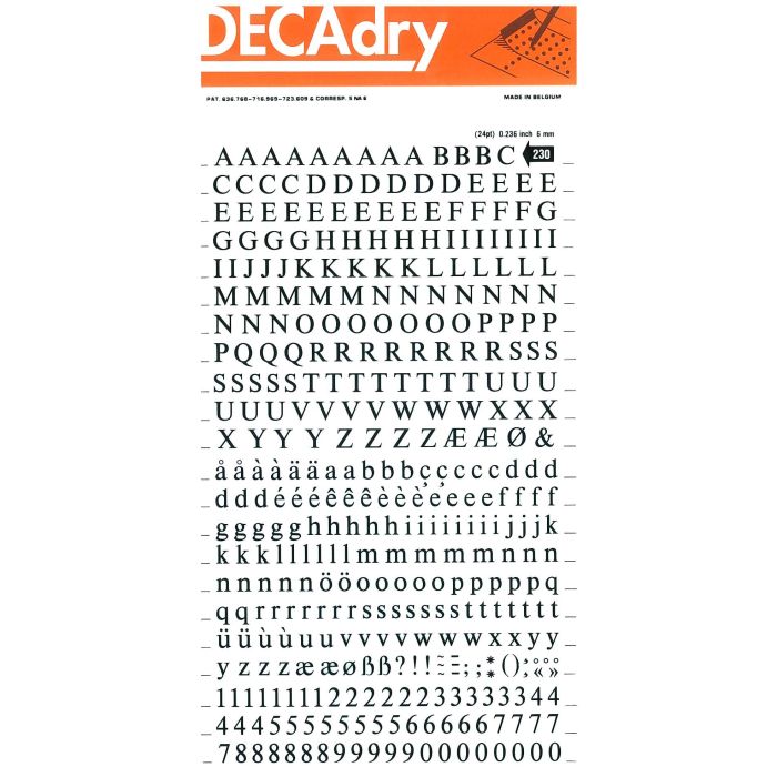 Apli Letras y Numeros Transferibles Super 6mm - 390 Caracteres - Negros Intensos
