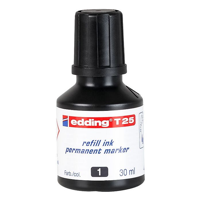Edding T25 Bote de Recarga para Rotulador Permanente - Capacidad 30ml - Color Negro
