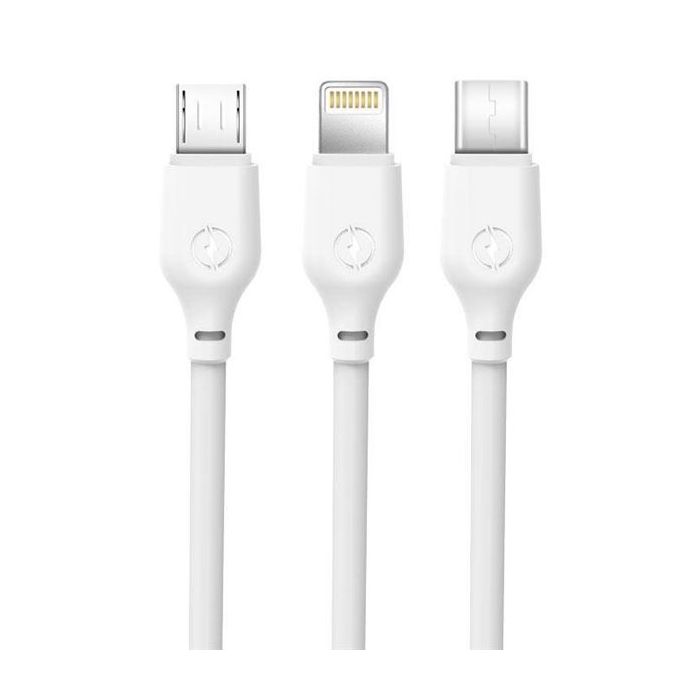 XO Cable de Carga Rapida 3 en 1 - Micro, Tipo C y Lightning a USB - 1m - Color Blanco
