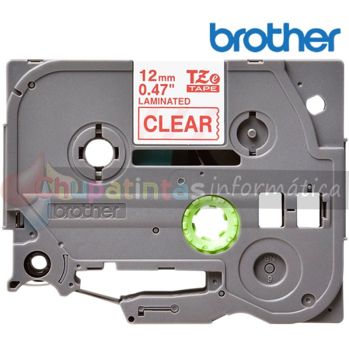 Brother TZe132 Cinta Laminada Original de Etiquetas - Texto rojo sobre fondo transparente - Ancho 12mm x 8 metros-2