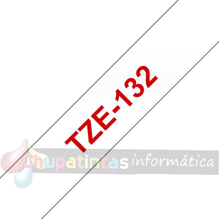 Brother TZe132 Cinta Laminada Original de Etiquetas - Texto rojo sobre fondo transparente - Ancho 12mm x 8 metros-3