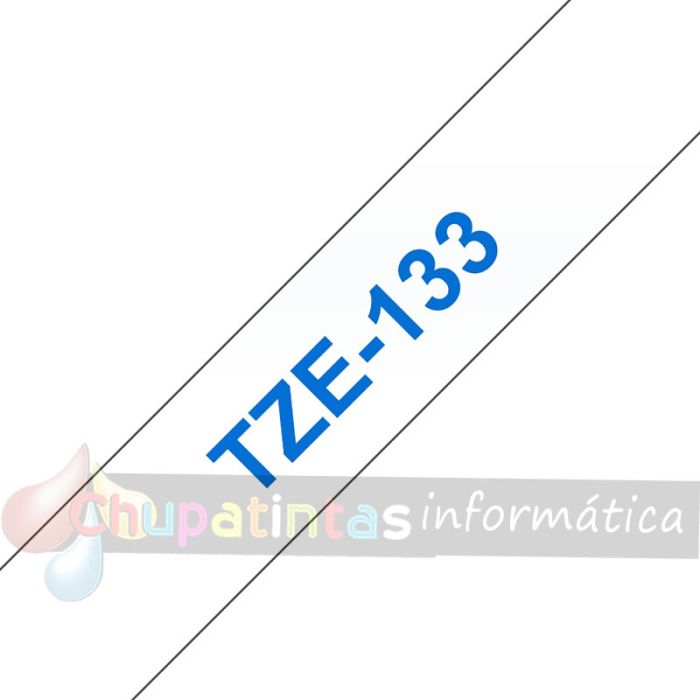 Brother TZe133 Cinta Laminada Original de Etiquetas - Texto azul sobre fondo transparente - Ancho 12mm x 8 metros-3