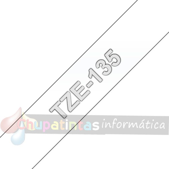 Brother TZe135 Cinta Laminada Original de Etiquetas - Texto blanco sobre fondo transparente - Ancho 12mm x 8 metros-3