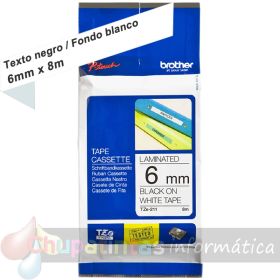 Brother TZe211 Cinta Laminada Original de Etiquetas - Texto negro sobre fondo blanco - Ancho 6mm x 8 metros-1