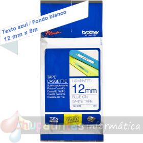 Brother TZe233 Cinta Laminada Original de Etiquetas - Texto azul sobre fondo blanco - Ancho 12mm x 8 metros-1