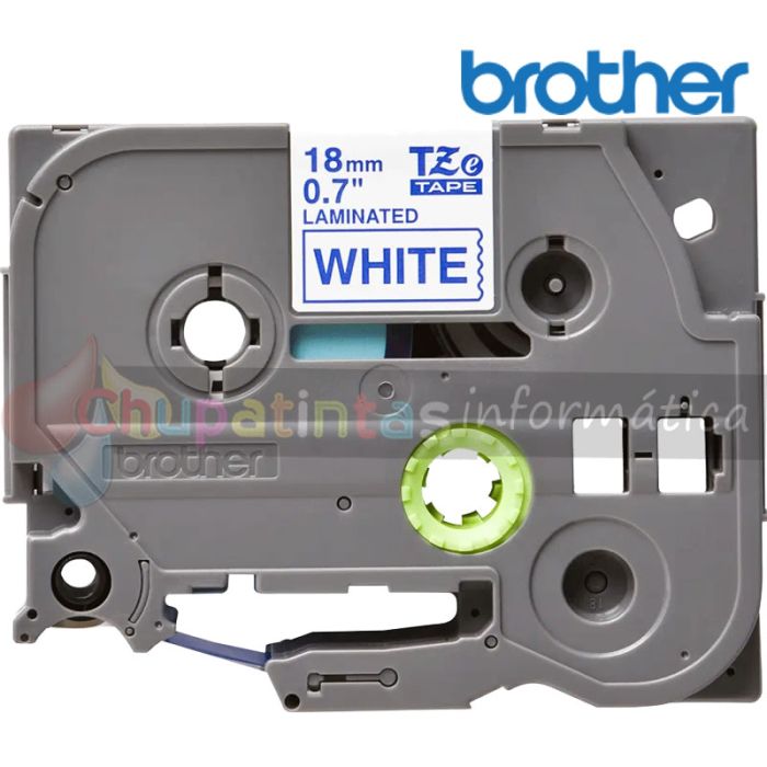 Brother TZe243 Cinta Laminada Original de Etiquetas - Texto azul sobre fondo blanco - Ancho 18mm x 8 metros-2