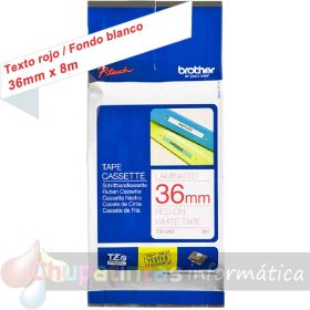Brother TZe262 Cinta Laminada Original de Etiquetas - Texto rojo sobre fondo blanco - Ancho 36mm x 8 metros-1