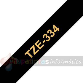 Brother TZe334 Cinta Laminada Original de Etiquetas - Texto dorado sobre fondo negro - Ancho 12mm x 8 metros-3