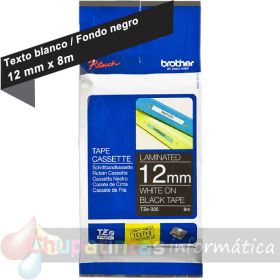 Brother TZe335 Cinta Laminada Original de Etiquetas - Texto blanco sobre fondo negro - Ancho 12mm x 8 metros-1