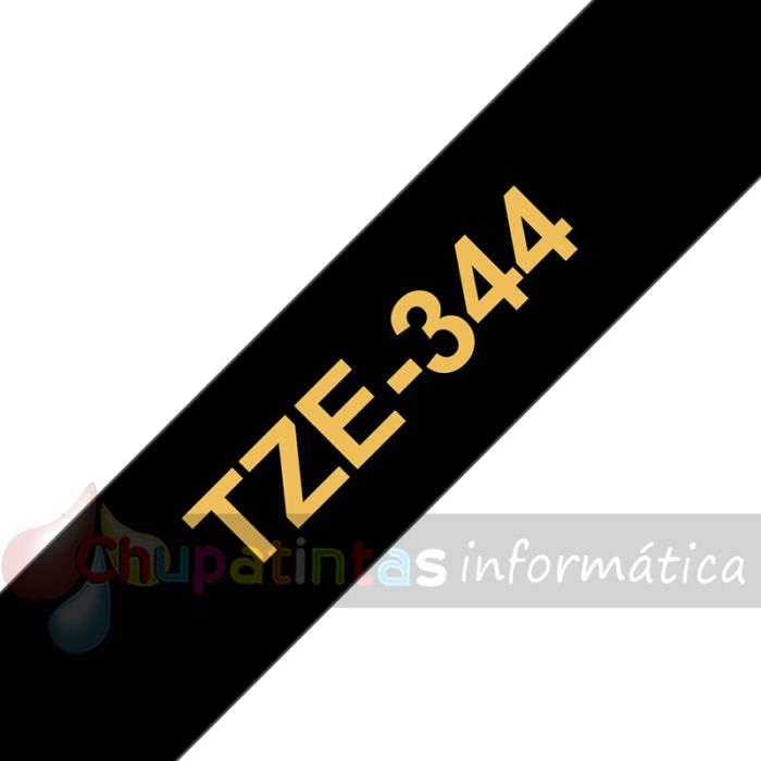 Brother TZe344 Cinta Laminada Original de Etiquetas - Texto dorado sobre fondo negro - Ancho 18mm x 8 metros-3